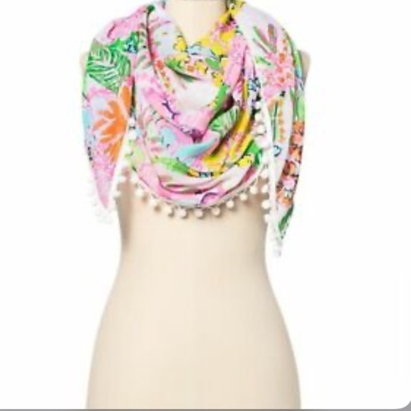 NWT Lilly Pulitzer Nosey Posie Pom Pom Scarf - Picture 3 of 12